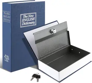 Book Safe with Key Lock, Portable Metal Safe Box, Dictionary Diversion Book Safe,Secret Book Hidden Safe,9.5" x 6.1" x 2 .2" Navy Blue