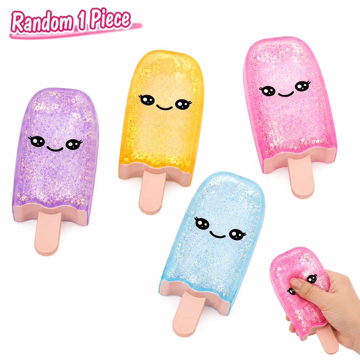 1 Pc Assorted Colors Popsicle Squishy Stress Ball - Ergonomic Grip Slow-Rising Gel Toy, Compact and Slim Soft Sensory Fidget Item for Party Favor, Calm Mood & Children Development