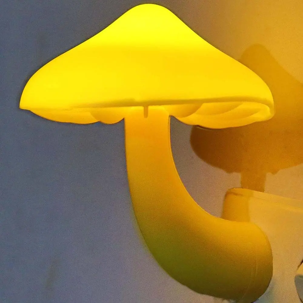 4Pcs Plastic Motion Sensor LED Night Lights - Cute Mushroom Plug-in Wall Lights, Decorative, Warm White Soft Glow, 8x3.5cm, for Kids (Ages 6+), Home Improvement Indoor Lighting