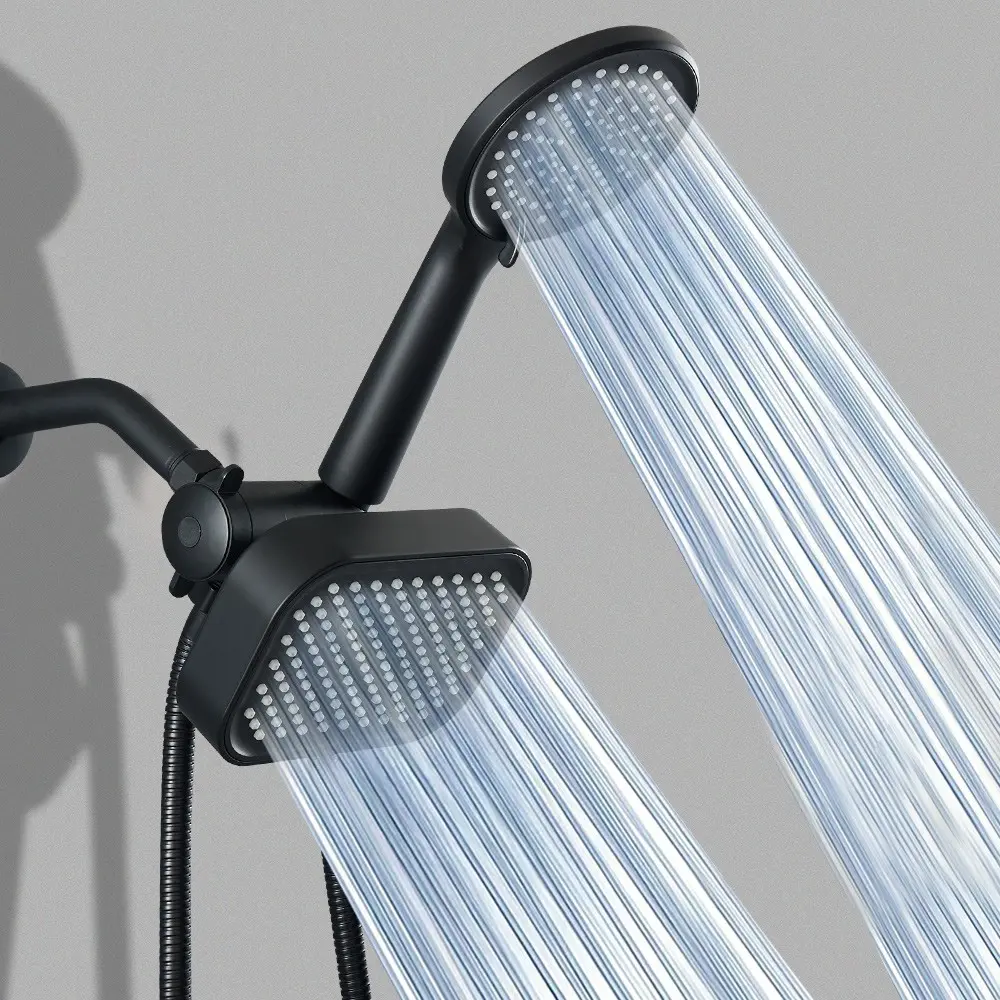 2-In-1 Modern Wall-Mounted Shower System, Extended Hose & 3-Way Distributor, High Flow Dual Spray, Durable Abs Plastic, Easy Splitter Control, Dual Shower Head, Shower Head With Hose