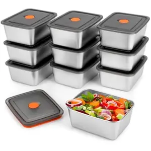 10 PCS(20oz) Stainless Steel Food Storage Containers With Lids | Snack Containers for Kids, Freezer Safe, Microwave Safe | Metal Containers For Meal Prep, Leftovers, Freezer