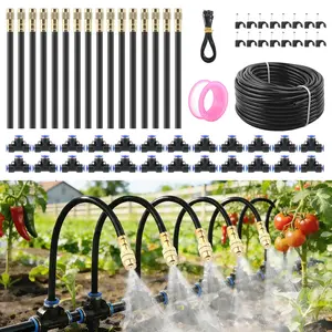 Automatic Drip Irrigation Kits - Garden Watering System with 360? Bendable  Adjustable Copper Atomizing Nozzles for Yard, Lawn, Raised Bed, Greenhouse, Potted  (24 Nozzles, 100FT Hose)