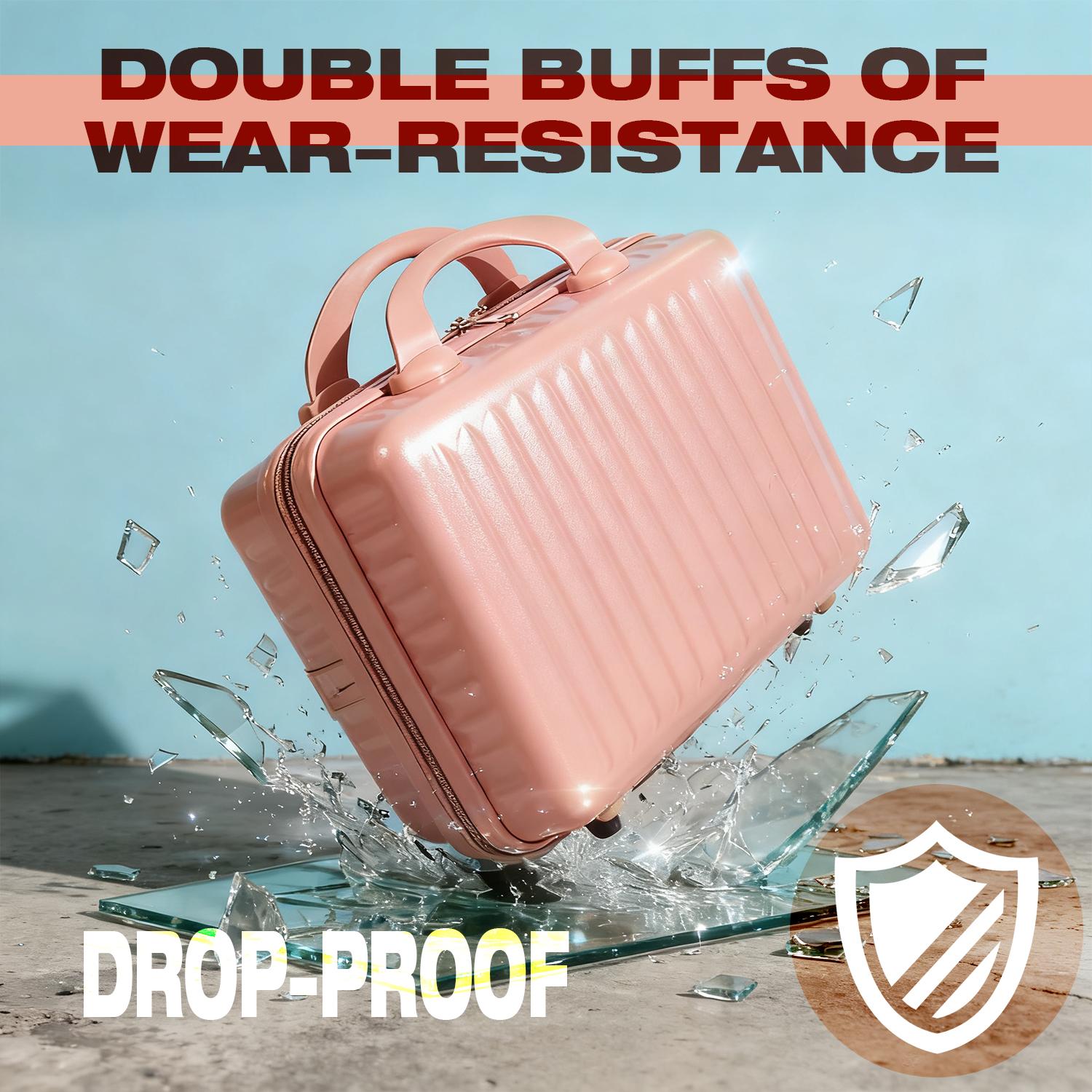 Pink Vertical Stripe Hard Shell Makeup Case | Portable Mini Travel Cosmetic Organizer with Elastic Straps | Durable ABS Vanity Bag Pink Vertical Stripe Hard Shell Makeup Case | Portable Mini Travel Cosmetic Organizer with Elastic Straps | Durable ABS Vanity Bag