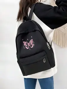 Butterfly Print Backpack, Large Capacity Shoulder Bag, Travel & Business Essentials, Gift for Family, Students, Valentine's Day, Birthday, Anniversary