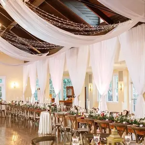 Ceiling Drapes Wedding Arch Draping White 5FTx20FT 2 Panels Arch Decorations for Chiffon Drapery for Arbor Chiffon Backdrop Voile Sheer Curtains for Tent Ceiling Drape