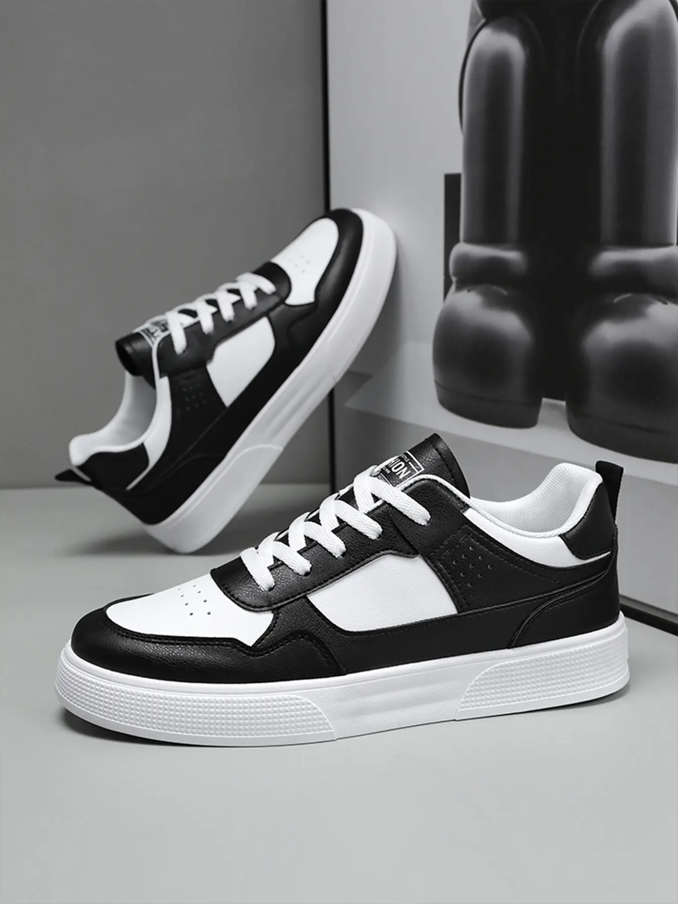 Men's Casual Flat Sneakers, Simple Versatile Low Top Leather Rubber Shoes, Trendy Comfortable Footwear for Daily Wear, New Arrival Fashion Sneakers, Walking Shoes, Minimalist Fashion Trainers, Low Cut Shoes
