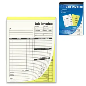 50 Sets Work Order Forms, 2-Part Carbonless Job Invoice Forms with Snap-Off Design, 8.27 x 11 Inches (21 x 28 cm), Invoice Receipt Book for Small Business & Contractors, Office Supplies, Office Stationery Supplies
