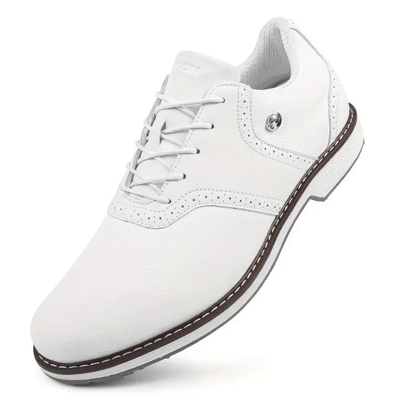Men's Outdoor Golf Shoes - Professional Faux Leather Upper, Non-Slip, Comfy, Lace Closure Casual Sports Male Wear Golf Trainers, Men's Shoes