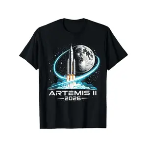 Artemis II Launch to The Moon 2026 T-Shirt Casual Outdoor Wear Loose Fit Style Street Hip-Hop T-Shirt Ideal Gift for Couple Parties Or Birthdays
