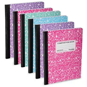 Wide Ruled Composition Notebook, 9-3/4" x 7-1/2" - Durable Marble Covers - 100 Sheets/200 Pages - Assorted Colors