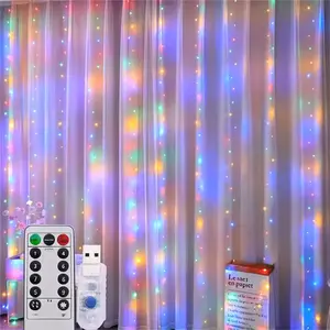 Curtain String Lights for Bedroom Date Night – 300 LED Warm White Fairy Lights, 8-Mode Hanging Backdrop for Romantic Wall Decor