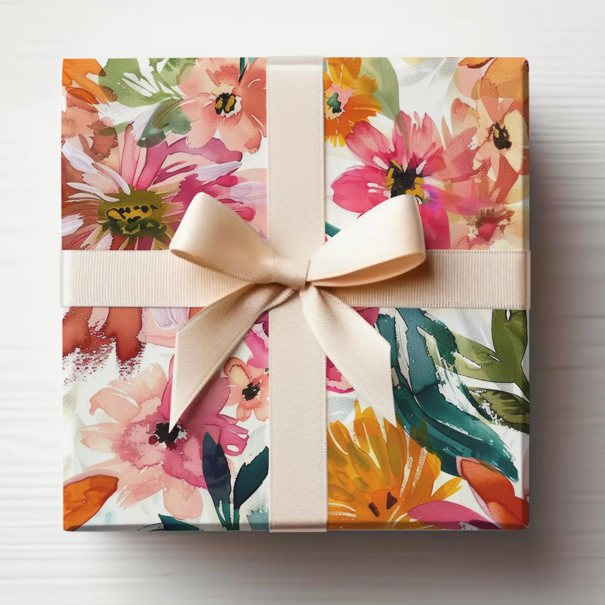 Watercolor Floral Wrapping Paper Colorful Artistic Gift Wrap Roll Painted Floral Wrapping Paper Fall Floral
