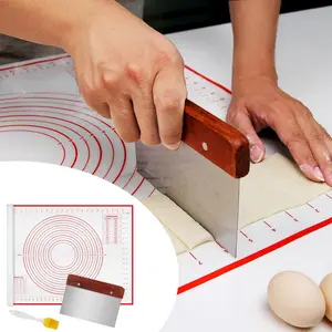 Silicone Pastry Mat for Rolling Dough With Brush & Dough Scraper, Extra Large 20''×27.5'', Silicone Baking Mat, Non Stick Dough Kneading Cutting Mat with Measurement for Fondant Pie Bread Cookie