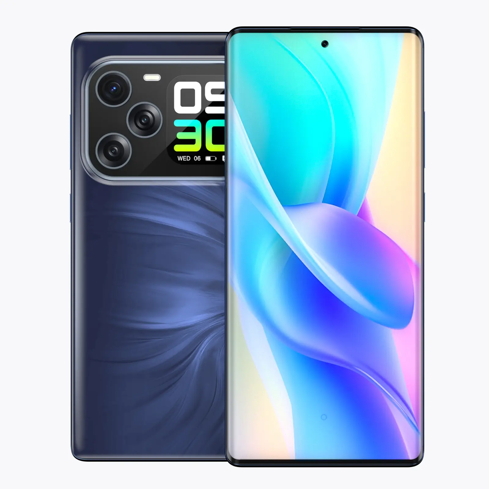 W&O Premium Unlocked Curved Screen Smartphone with 1.75" Magic Rear Screen 64MP Triple Lens Camera 12GB+512GB Memory for Photography Gaming Daily Entertainment Cellphone Cellphone