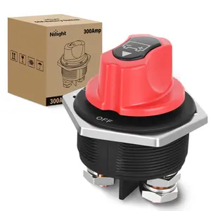 Nilight 300A Vehicle Battery Disconnect Switch with M10 Terminals, 12V-48V Stud Mount ABS Plastic Power Cut-Off Isolator, Waterproof Heavy-Duty for Marine, Car