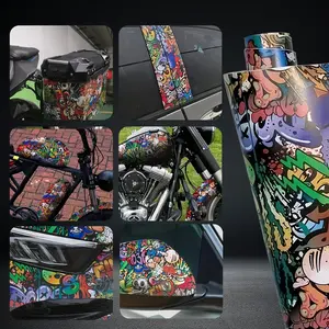 Cartoon Letter Graffiti Car Sticker, Creative Vinyl Wrap Film, Motor Bikes Scooter Car Stickers, Car Exterior Accessories, Car Decal
