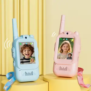 Kids video walkie talkies Set (2-Piece), Rechargeable Long-Range Two-Way Radio Toys, Suitable for Boys and Girls Ages 3-12, Outdoor Adventures, Camping, Hiking, Birthday Gifts, Pink and Blue Dual-Color Design