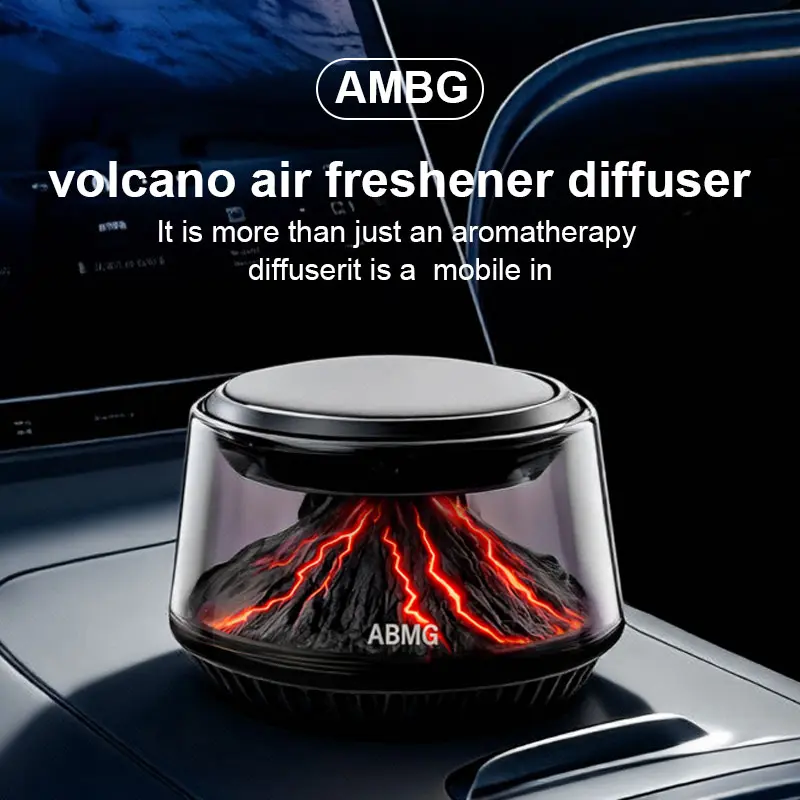 ABMG Smart Car Air Freshener Diffusers, Volcano Glacier Landscape Car Diffuser with AI Smart Start-Stop, Solar & USB Charging, Portable Fragrance Diffuser for Car/Home/Office, Perfect Car Accessories for Men & Women