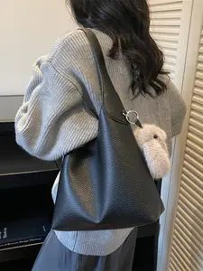 Women's Winter Fashion Crossbody Shoulder Bag, Large Capacity Casual Plain Design, Trendy Melange Color Single Strap Handbag, Crossbody Tote Bag, PU