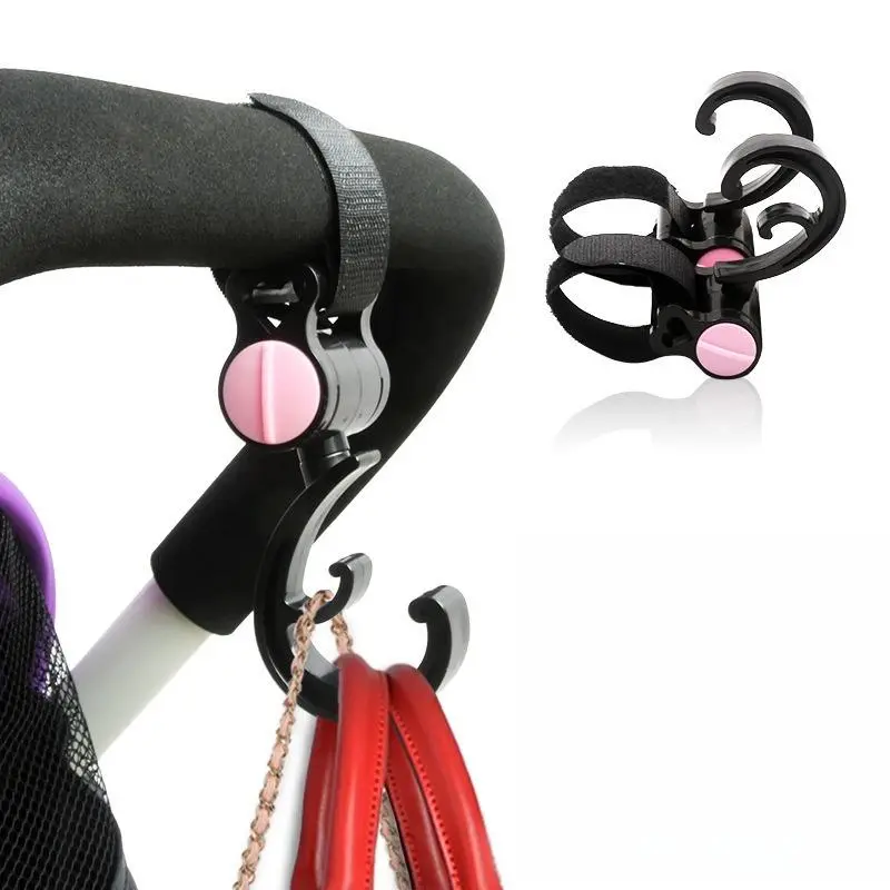 360 Degree Rotatable Baby Stroller Hook, 2 Counts Multifunctional Stroller Hanging Hook, Stroller Accessories for Newborn Outdoor Travel, Stroller Accessories Set, Stroller Clip