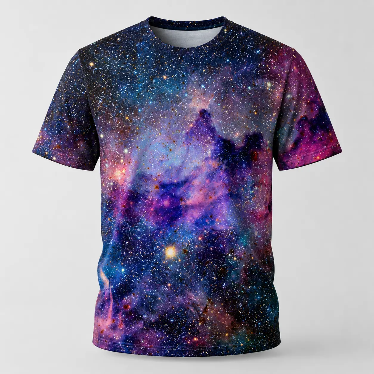 Galaxy Nebula 3D All Over Print T-Shirt, Men’s Space Graphic Tee, Soft Stretch Cosmic Shirt for Streetwear, Vacation & Daily Wear