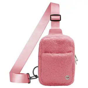 Fleece Small Crossbody Bags for Women Trendy with Two-way Zipper - Sling Bag for Women Crossbody Purse - Sherpa Fanny Pack Crossbody - Chest Bag for Women