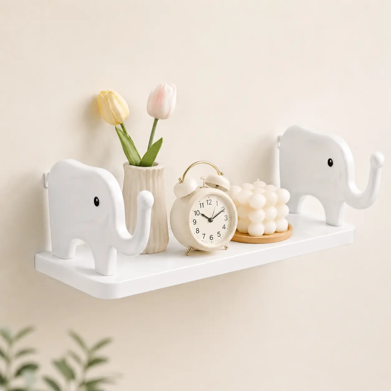 【Father's Day Gift】Elephant Shape Animal 1-Layer Wall Shelf - Waterproof Adhesive Home Supplies, No-Drill Bathroom Storage Rack, Space-Saving Decor Organizer, Animals