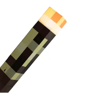 Pixel Brownstone Torch Light, 4 Lighting Color LED Night Light for Gaming Room Decor, USB Rechargeable, Bedroom Lighting, Cosplay Role Play, Wall Light, Include Cable and Wall Hook Colorful Backlight