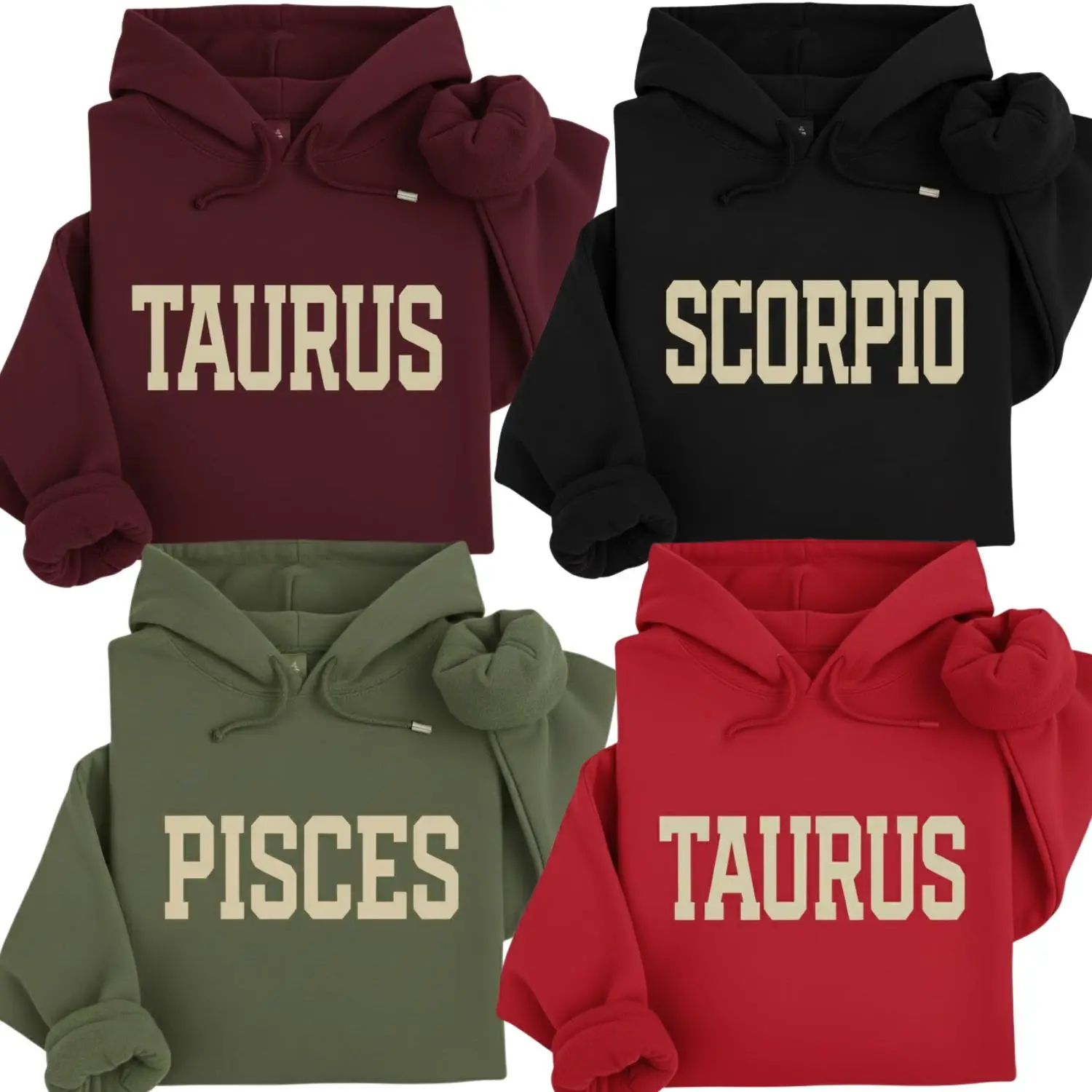 [Full 12 Zodiac] Minimalist Zodiac Hoodie – Astrology Sign Crewneck for Men and Women, Cozy Horoscope Pullover with Bold College Letter Design, Perfect Gift for Zodiac Lovers - EVA RAMOS