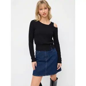Cider Asymmetrical Neck Long Sleeve Top With Button Detail Dealsforyou