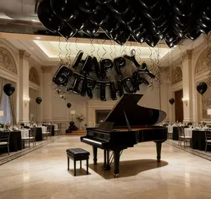 Quick Shipping 65Pcs Black Birthday Anniversary Halloween Balloon Set | Happy Birthday Letters & Heart Foil Balloons | Perfect for Party Decor, Bar Mitzvah, Room Decor, Photo Props & Orb Balloons Kit