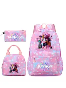 3pcs  KPOPN Witch Hunting Team Women's Backpack with Cartoon Pattern Letters, Multifunctional Backpack Set, Fashionable and Versatile, Suitable for Students, Campus, School, Work, Commute, Shopping, Women's Backpack