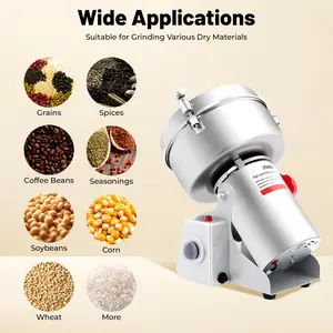 Automatic Grain Mill, 304 Stainless Steel Kitchenware Seasoning Utensil, 4500W All-Copper Motor, 5.51lbs Capacity, 1-5min Timing, 50-300 Mesh Fine Grinding, Overload Protection, Easy-Clean for Home Use, Automatic Mill