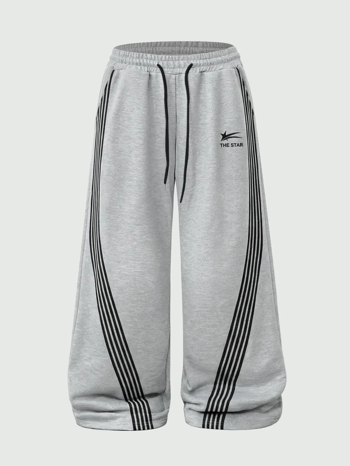 Men's Solid Color Patchwork Front Lace-Up Casual Sports Pants, Manfinity Hypemode Design, Comfortable and Fashionable Daily Wear, Activewear Bottoms
