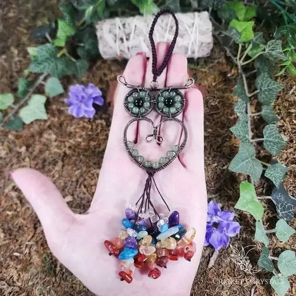 Handmade Green Aventurine Crystal Owl Décor
