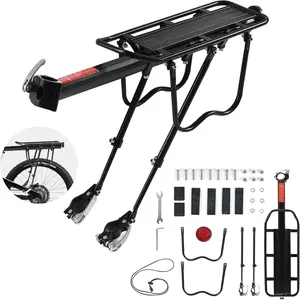 Rear  Rack,  Alloy, Black, 160 lbs Load Capacity, Quick Release, Cycling Camping Touring