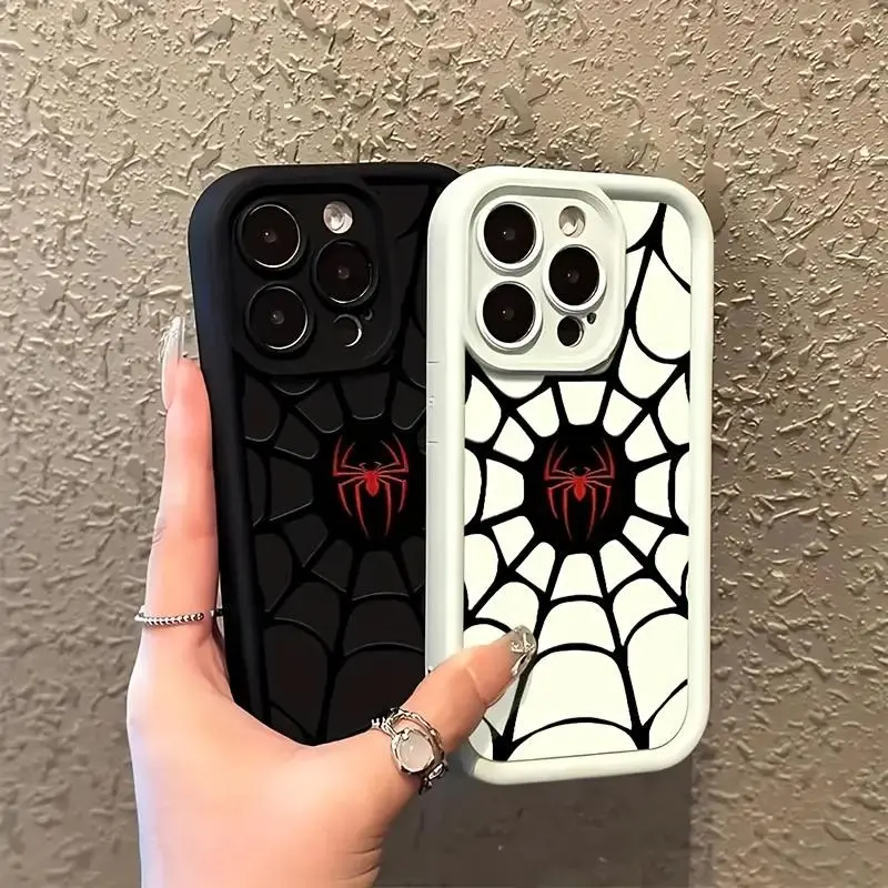 Red Spider Pattern Case for iPhone 17 16 15 14 Pro Max 13 12 11 Air XR XS E Plus Shockproof Non Slip Military-Grade Protection Silicone Cover