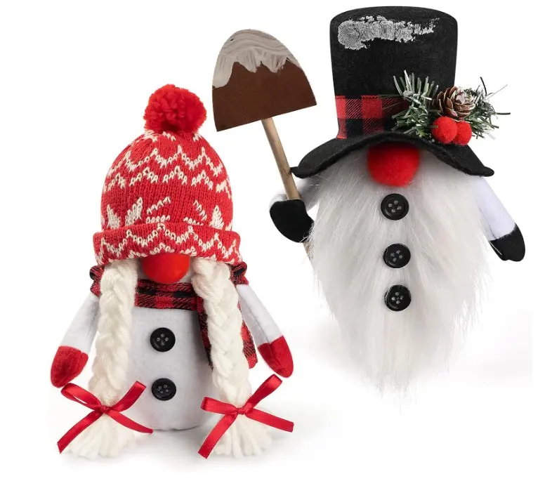 Christmas Snowman Gnomes Plush, 2 Pack Handmade Swedish Tomte Gnomes Scandinavian Figurine Nordic Gnome Plush Christmas Elf Doll Ornaments Christmas Gnomes Decorations Home Decor