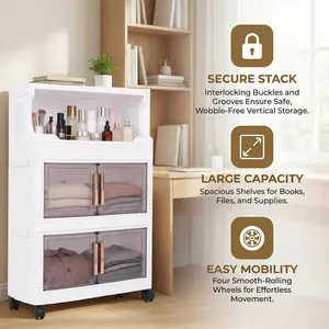 Multifunctional Folding Storage Cabinet - Heavy-Duty Plastic Organizer with Open Shelves, Space-Saving Foldable Design, No Assembly Needed, for Living Room, Bedroom, Kitchen, Office - Ideal Gift for Home Organization & Small Spaces