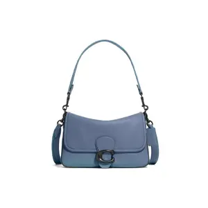 COACH Tabby 26 Medium Denim Shoulder Bag with Flip-Top and Crystal C-Logo