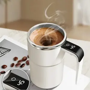 Automatic stirring coffee mug, stainless steel self-stirring coffee cup with lid, LED smart temperature display, stainless steel inner liner, small kitchen gadget, new home kitchen appliance (not for heating)., Tumbler, Drink