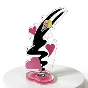 One Piece Sanji Rotating Acrylic Stand Figure, Funny Heart Eyes Design Anime Desktop Ornament, Cartoon Character Table Decor, Fans Collection Gift