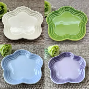 5.5inch Plum Blossom Small Plate Sauce Plates French Cool Color Cake Dish Gradual Spit Bone Dishs Tableware Ceramic Dessert