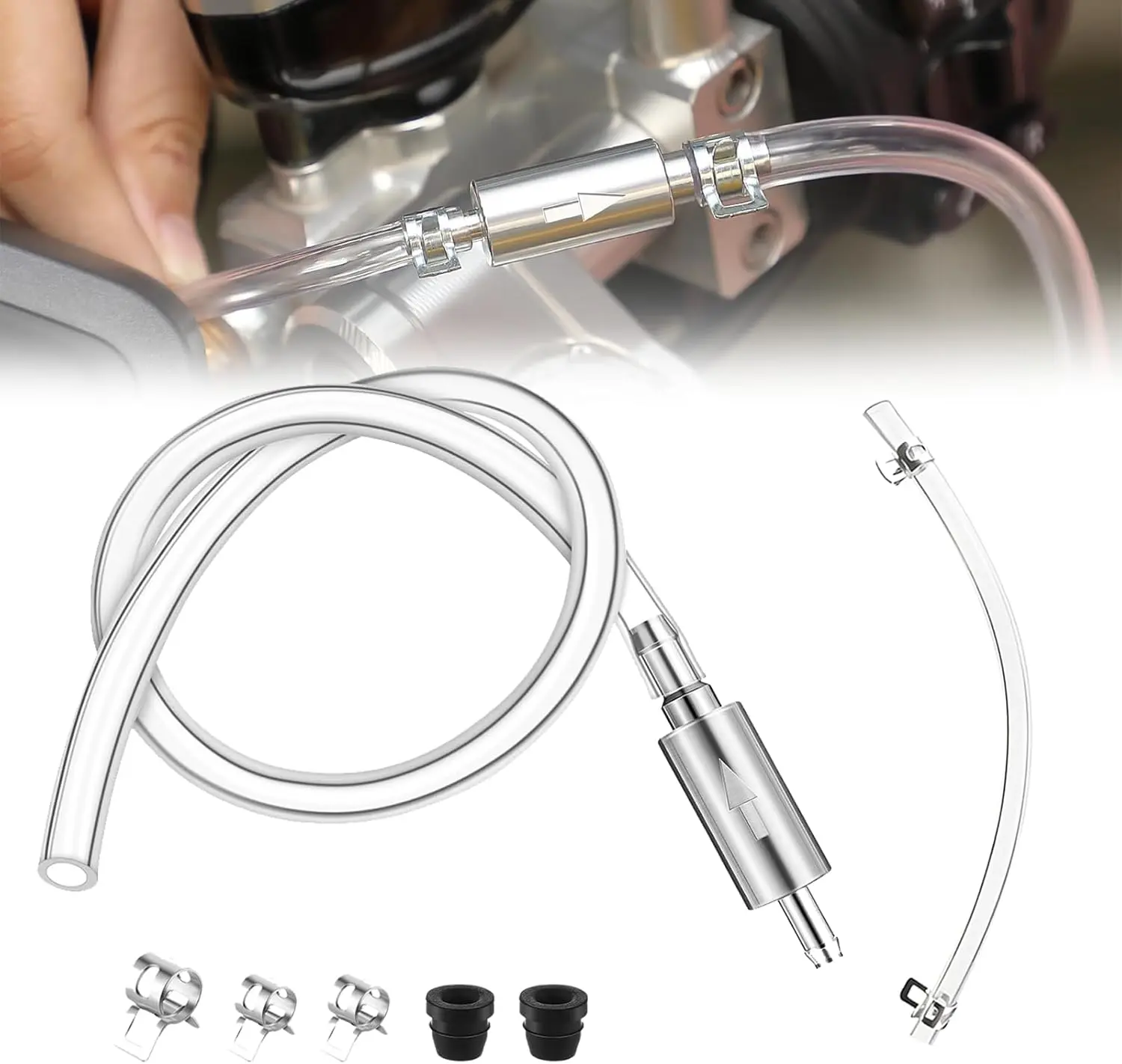Brake Bleeder Kit,Brake Fluid Bleeder Kit Includes 2PCS Brake Bleeder Hose,2PCS One Way Check Valve,Universal Break Bleeder Kit Car Accessories for Car Motorbike Bike #MothersDayGift #GiftsForHer, Metal Clips, Efficient Hydraulic System Bleeding
