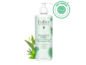 Babo Botanicals Eucalyptus Remedy Shampoo & Wash – Made with Plant-Based Ingredients – Rebalances Hair and Scalp – Invigorates Skin – Dermatologist Tested – 16 fl oz (473 ml)