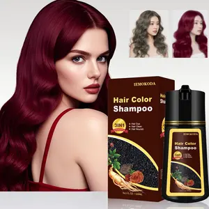 Dark Wine Red Hair Dye Shampoo 3-in-1, Instant Grey Coverage & Long-Lasting Color, Natural Herbal Formula, Nourishing & Easy to Use, Champu Para Canas for Men & Women, 500ml Haircare