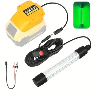 IP68 Underwater fishing light Compatible with DeWalt 20V Battery, 1300LM Night Fishing Lights 16FT Cable 13W Fishing Light for Night Fishing Ice Fishing/Boats/Docks/Kayak Salt Water (No battery)