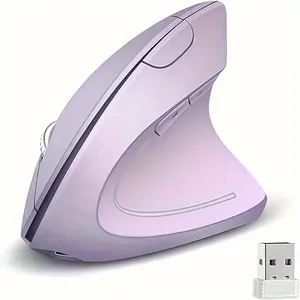 Ergonomic Wireless Mouse, Purple Rechargeable Vertical Mouse With USB Receiver, 6 Buttons For Laptop (purple, Right Hand)