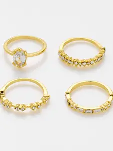 Elegant Stackable Rings Set, Rhinestone Design, Geometric Pattern, Alloy Material, Perfect for Daily Wear & Gifts