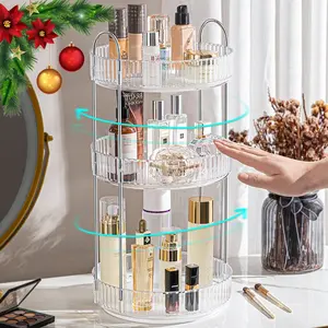 Nw 2Lbs 3 Tier/ 2 Tier 360° Rotating Makeup Organizer, Bathroom Make Up Spinning Holder Rack, Fits Cosmetics, Perfume, Skincare